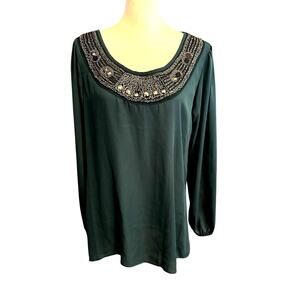 Studio Y Women's Teal Green / Blue Long Sleeve Top Large